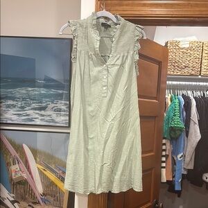 Green Ruffled Sleeveless Dress